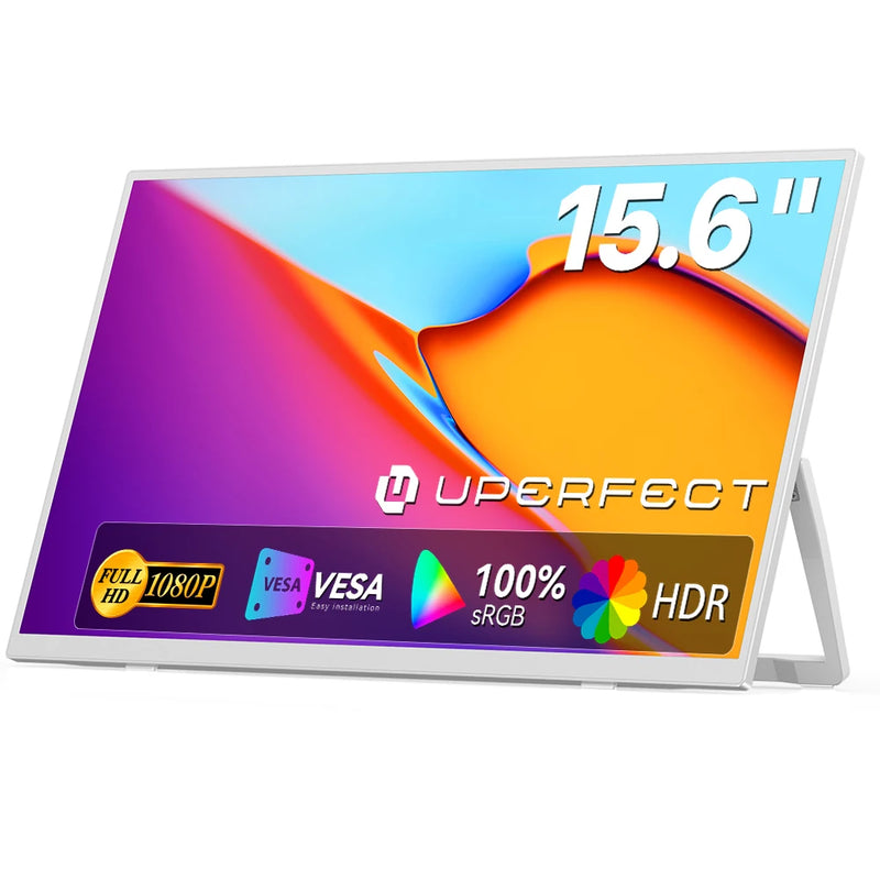 ម៉ូនីទ័រចល័តទំហំ 15.6 អ៊ីញ ល្អឥតខ្ចោះ 1920*1080 60Hz ជើងទ្រខាងក្រោយសម្រាប់កុំព្យូទ័រយួរដៃ XBox PS4 / 5 Switch TV Box ទូរស័ព្ទដៃ PC Mac iPhone