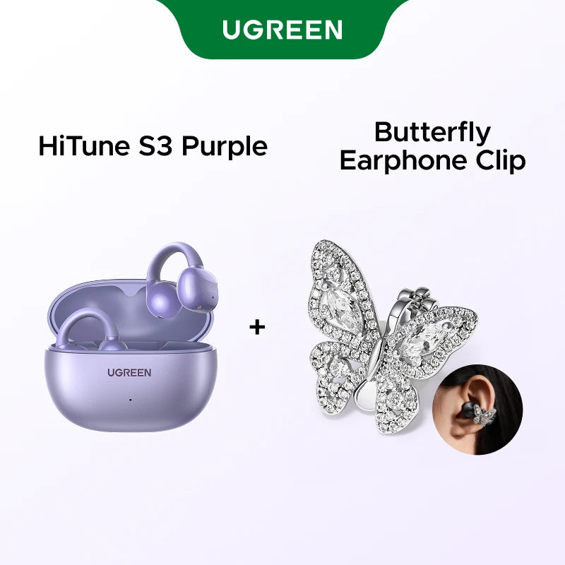 UGREEN Open Ear Clip Wireless Earbuds Bluetooth Sports Earphones Headphones in Mic with Earhooks & Ear Hook