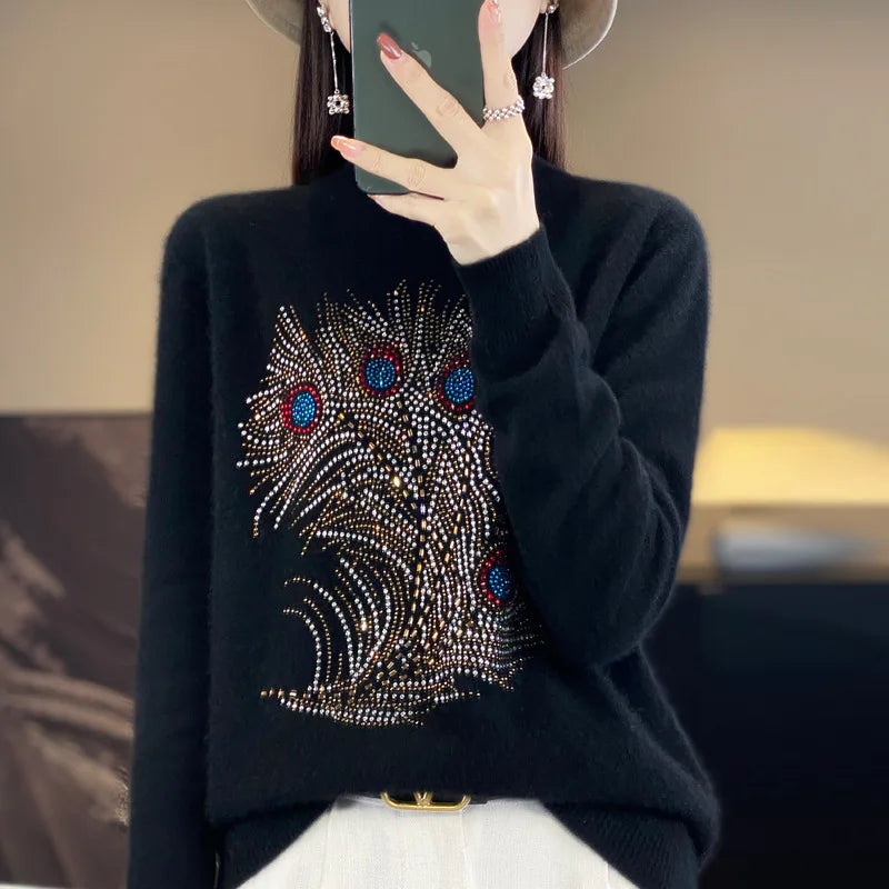 Cartoon Woolen Blouse For Women Jersey Warm Pullover Sweater Tops Spring Autumn Knit Female Clothing Casual Knitwear Jumper
