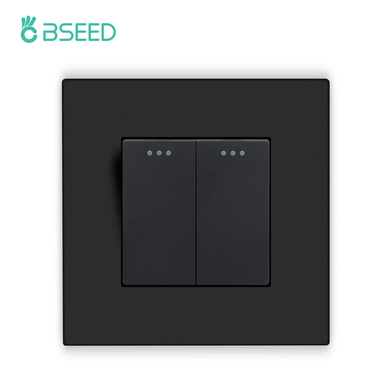 BSEED 1/2/3Gang 1Way Button Light Switch With Wall EU Socket Power Outlets Plastic Panel Mechanical Wall Light Switch On Off