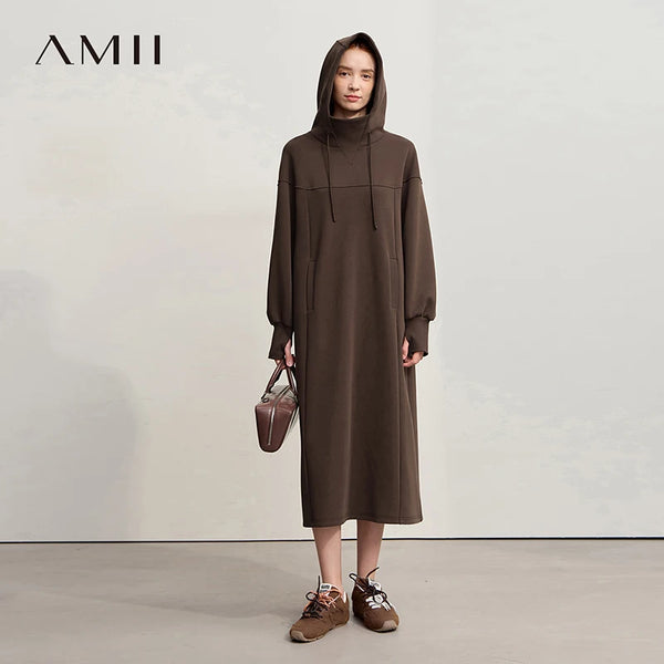 រ៉ូប Amii អាវក្រៅសម្រាប់នារីឆ្នាំ ២០២៦ រដូវរងាថ្មី រ៉ូបវែងរលុង មានមួក រ៉ូបកប្បាស អាវយឺតប៉ាក់ធម្មតា 12544176