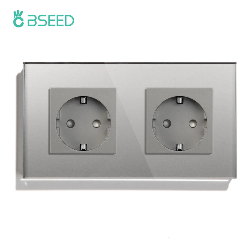 BSEED Mechanical Wall Button Switch 1/2/3Gang 1Way With Wall Power Socket Glass Frame USB Type-C Charge Port Home Improvement