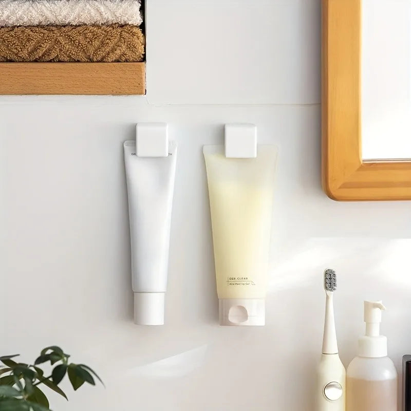 1/2/3pcs hole-free Wall-Mounted Toothpaste,Facial Cleanser Holder Clip,Multi-Functional Bathroom Storage Organizer. bathroom