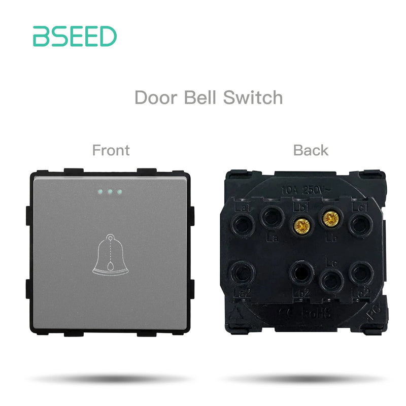 BSEED Wall Button Switch 1/2/3Gang Electrical Outlet Type-C Charge Port Double Socket DIY Function Part Plastic Frame Gray