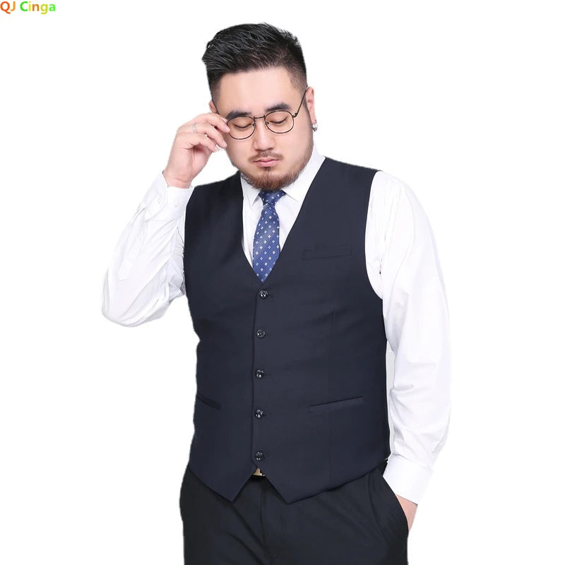2026 New Men's Black Suit Vest , V-neck Sleeveless Vests Coat, Blue M-8XL 9XL  Very Cool Waistcoat for Fat Men