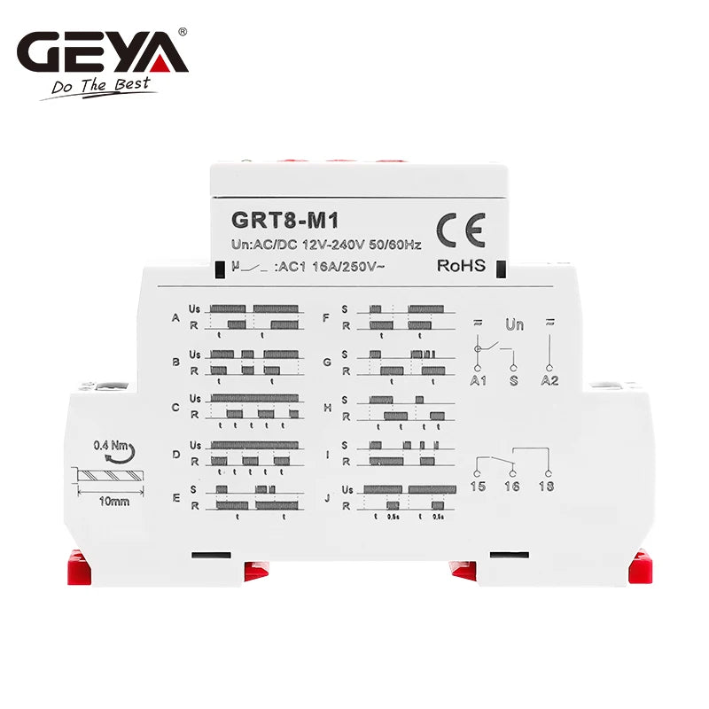 GEYA Multifunction Time Relay AC DC 12V 24V 48V 110V 220V 230V Timer Relay GRT8-M With10 Function Choices CE CB