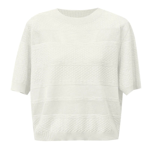 Amii Women's Sweater 2026 Summer New O-Neck Short Sleeve Loose Fit Cropped Knit Top Casual Pullover Knitwear For Women 12642094