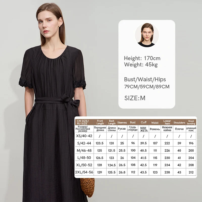 រ៉ូប Amii Minimalist ធម្មតាស្រាលប្រណីតសម្រាប់នារីរដូវក្តៅឆ្នាំ ២០២៥ រ៉ូបដៃអាវចរសម្រាប់នារីការិយាល័យថ្មី រ៉ូបវែងរលុង 12542160