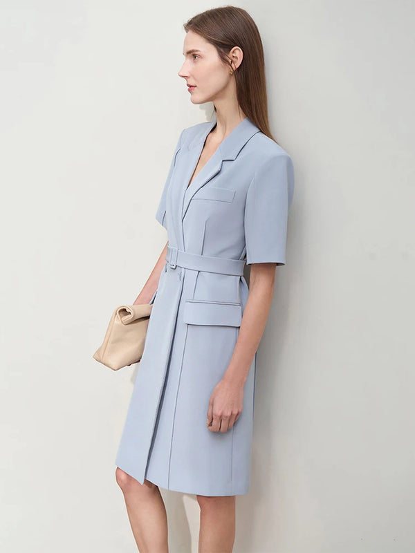 រ៉ូប Amii Minimalism Blazer សម្រាប់ស្ត្រីឆ្នាំ ២០២៤ រដូវស្លឹកឈើជ្រុះថ្មីកអាវបត់ចុះជាមួយខ្សែក្រវ៉ាត់ដៃខ្លីឈើចាក់ធ្មេញរ៉ូបបត់ ១២៤៤១១៩៨