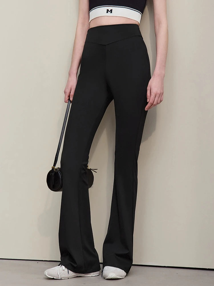 Amii Shark Skin Leggings 2026 Summer New Casual Flare Women's Pants Versatile Slim Stretch Trousers for Women 12642174