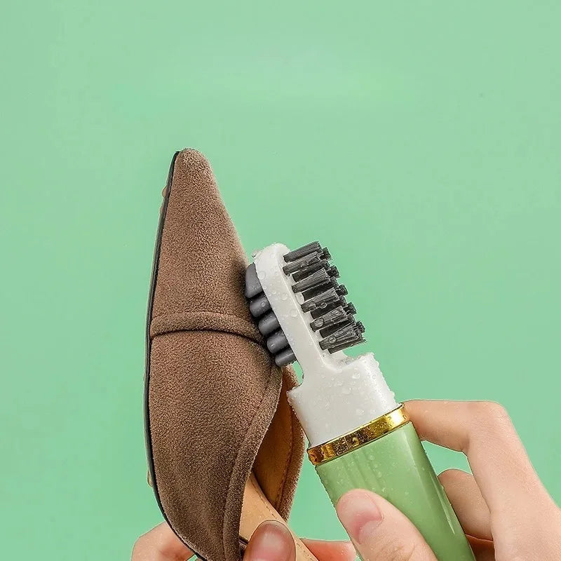 1pc Portable Multifunctional Double-sided Shoe Brush,Not Hurt The Soft Hair of Shoes. Household Travel Liquid Cleaning Brush.