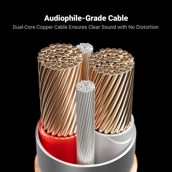 ខ្សែអូឌីយ៉ូ Fosi Audio 3.5mm ទៅ 2RCA ខ្សែ RCA ទង់ដែងពីរស្នូលសម្រាប់ឧបករណ៍ពង្រីកសំឡេងកុំព្យូទ័រទូរស័ព្ទ MP3