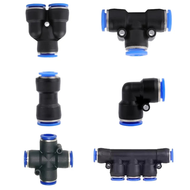 Pneumatic Fitting Pipe Connector Tube Air Quick Fittings Water Push In Hose Plastic 4mm 6mm 8mm 10mm 12mm 14mm PU PE PY PK SA