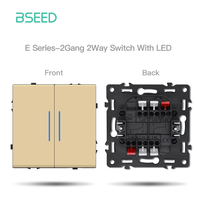 BSEED E Series Button Light Switch 1/2Gang 1/2Way USB Type-C Socket Module Part Internet TV Socket DIY Part 80mm Plastic Frame