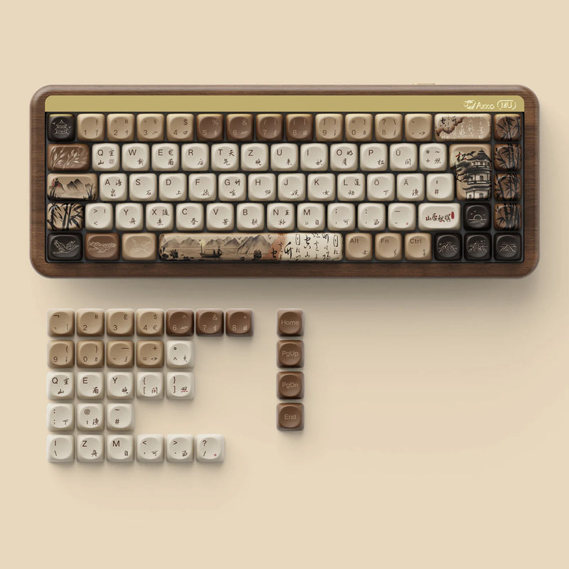 Akko MU01 Mountain Seclusion Wooden Mechanical Keyboard ISO-UK/DE Layout RGB Hot Swap BT/2.4G Wireless & Wired Gaming Keyboard