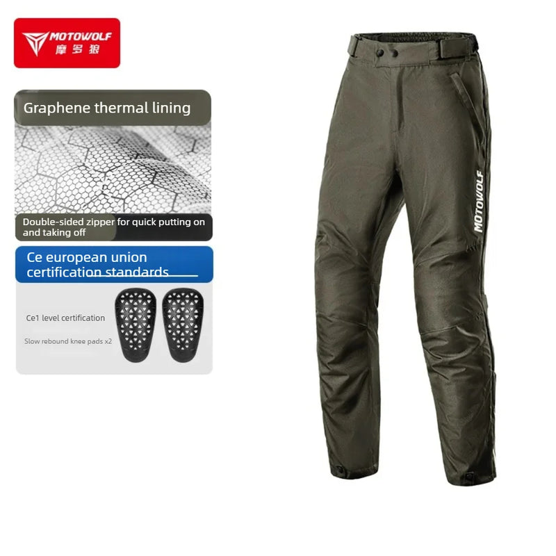 ខោម៉ូតូ Motowolf ខោខ្លីសម្រាប់ជិះម៉ូតូរដូវរងា ខោក្តៅសម្រាប់ជិះម៉ូតូ ការពារទឹក ការពារខ្យល់ ធ្វើពីក្រាហ្វីន ខោម៉ូតូ