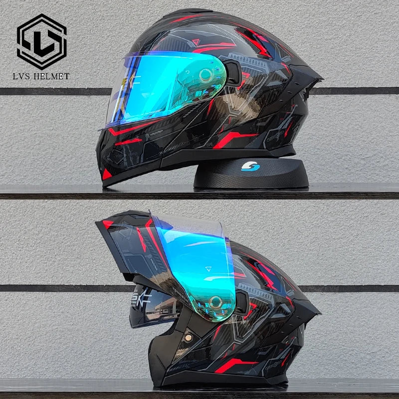 2025 latest motorcycle helmet modular flip helmet casque moto semi full duplex helmet suitable for both men and women LVS-909