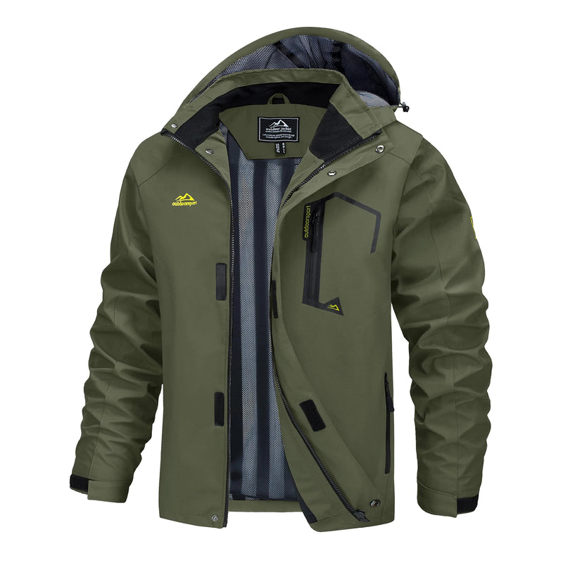 TACVASEN 2025 Lightweight Waterproof Rain Jacket Mens Mesh Lined Outdoor Windbreaker Fishing Hiking Jacket with Detachable Hood