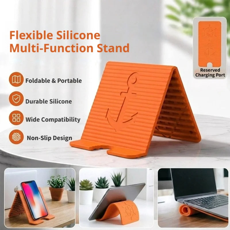 SEAMETAL Universal Silicone Phone Holder Portable Foldable Smartphone Bracket Tablet Stand for All Phone Tablet Laptop Devices