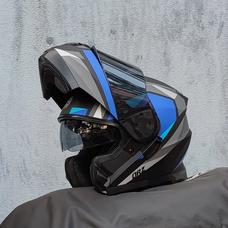 ORZ-162 motorcycle helmet, modular flipped full face helmet, long-distance off-road helmet with built-in sunshade