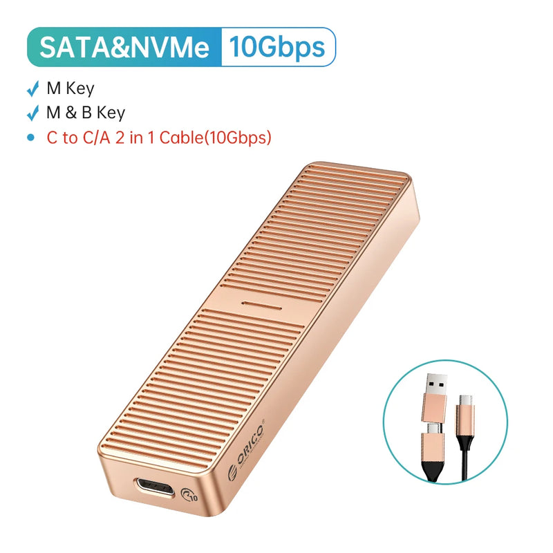 ORICO 20Gbps M.2 NVME SSD Case with Built-in Cooling Vest Upgraded Aluminum Type-C M2 NVME SSD Enclosure for Solid State Drive