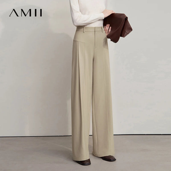 Amii Women's Pants 2026 Winter New Commuter Solid Color Wide-leg Pants For Woman Casual Loose Versatile Woman Trousers 12544101