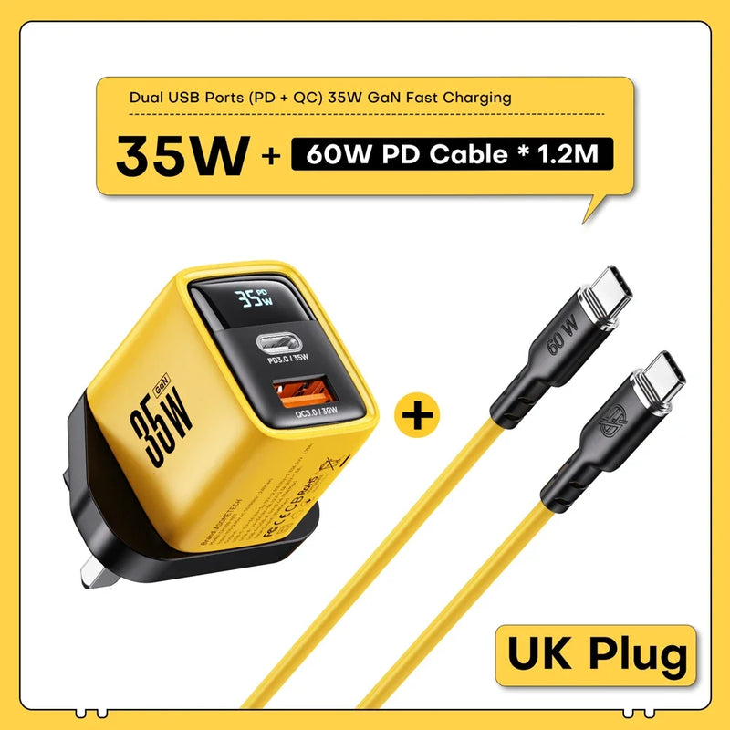 ASOMETECH GaN 35W សាកថ្មលឿនប្រភេទ C ឆ្នាំងសាក USB QC4.0 PD3.0 PPS 30W 25W ឆ្នាំងសាករហ័សសម្រាប់ iPhone 15 Pro Samsung S23 Xiaomi