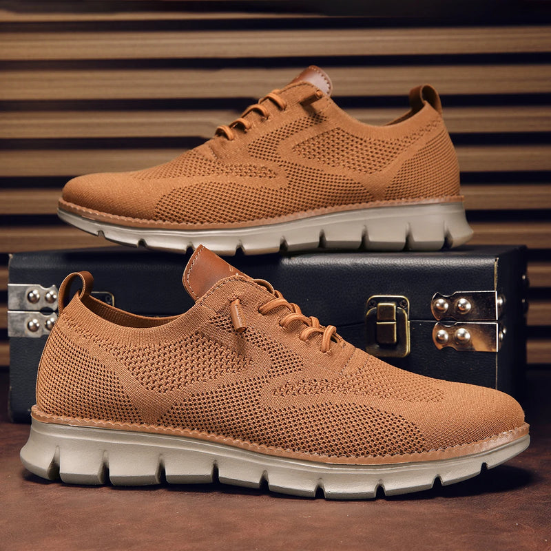 Men Flying Woven Brogue Dress Shoes Breathable Lightweight Business Casual Walking Sneakers for Men Extra Large Size EU 48 49 50