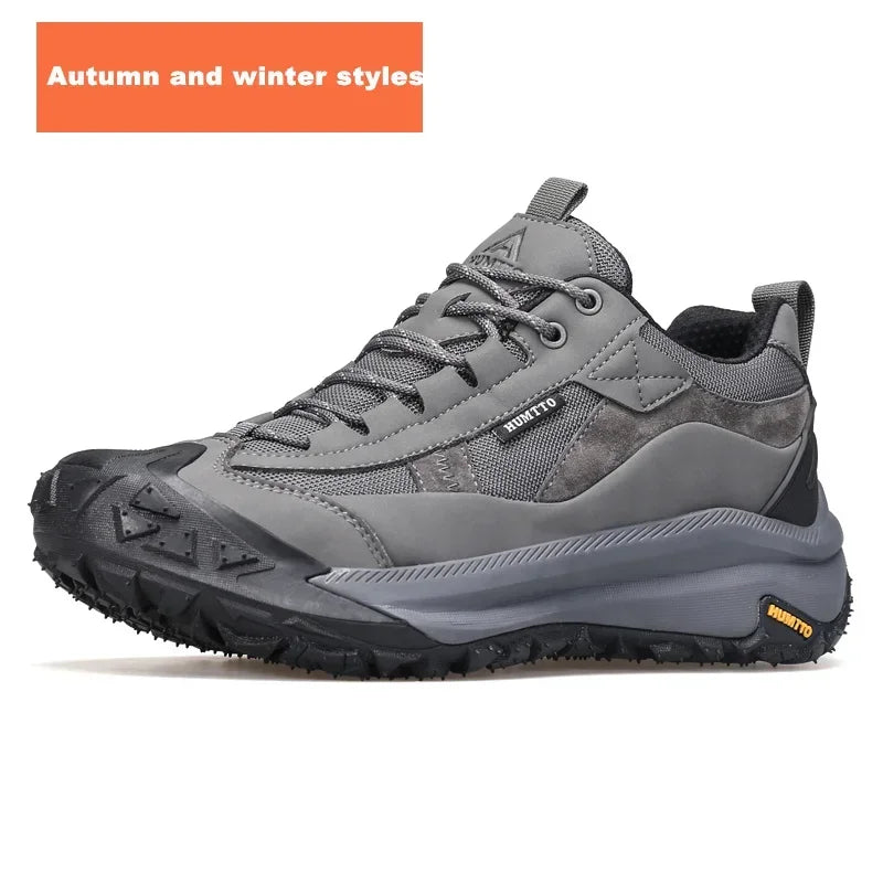 HUMTTO Men's Outdoor Sports Shoes Non-slip Trekking Shoes for Men Breathable Hiking Boots Leather Safety Walking Sneakers Man