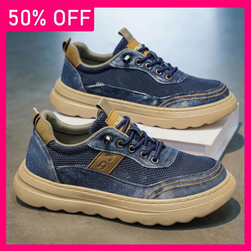 Men Sports Shoes Breathable Wear-resistant Mesh Lightweight Outdoor Walking Shoes Thick Soled Non Slip Casual Shoes for Men