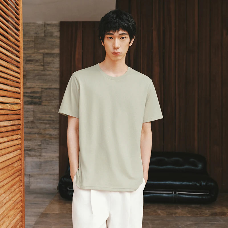Semir Casual Tshirt Men 2026 Spring Cotton Solid Inner Layer Print Casual O neck Tshirts Basic Tops
