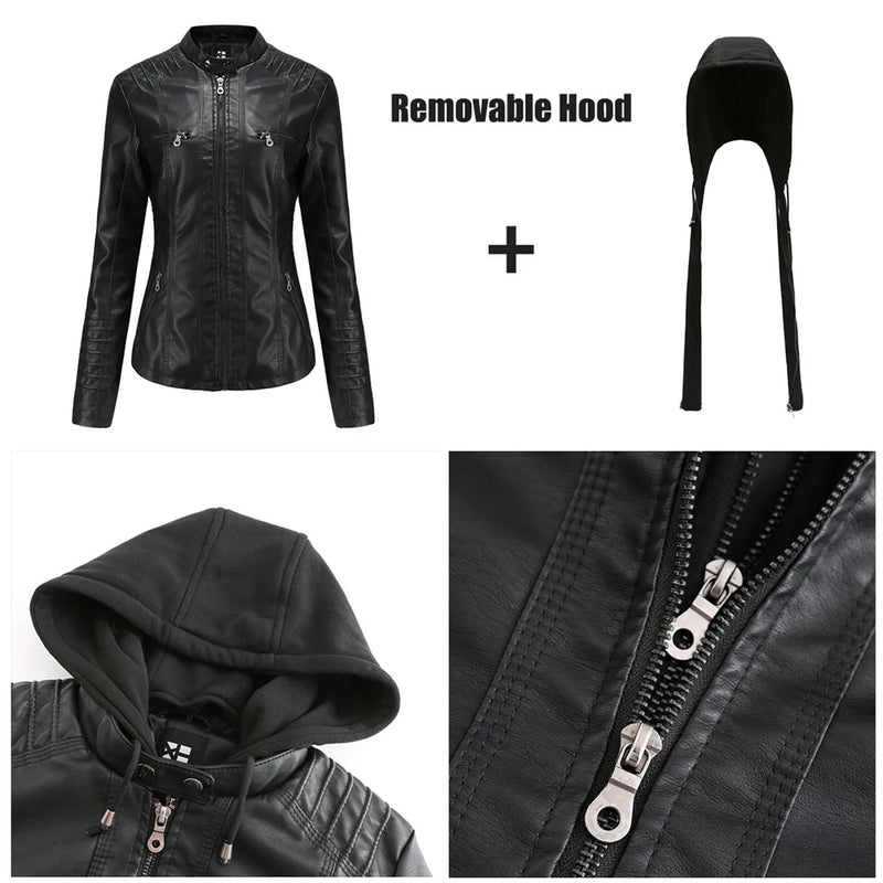 2026 New Women Autumn Faux Leather Jackets Coats, Women Black PU Motorcycle Leather Clothes for Women Jacket Coat XS-7XL