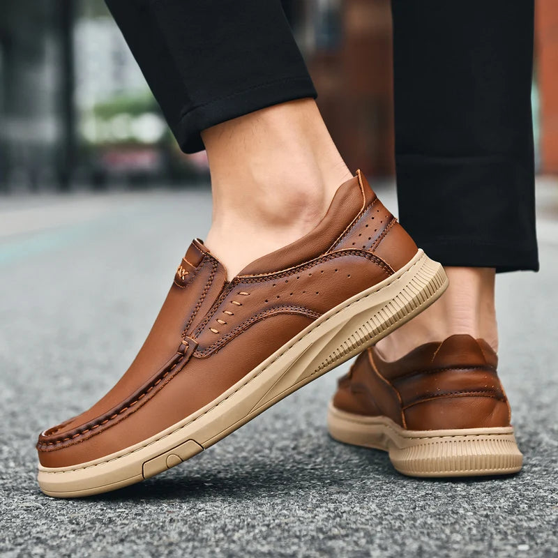 Men's casual leather shoes spring and summer fashion outdoor soft soles comfort shoes business dress leather shoes Driving shoes