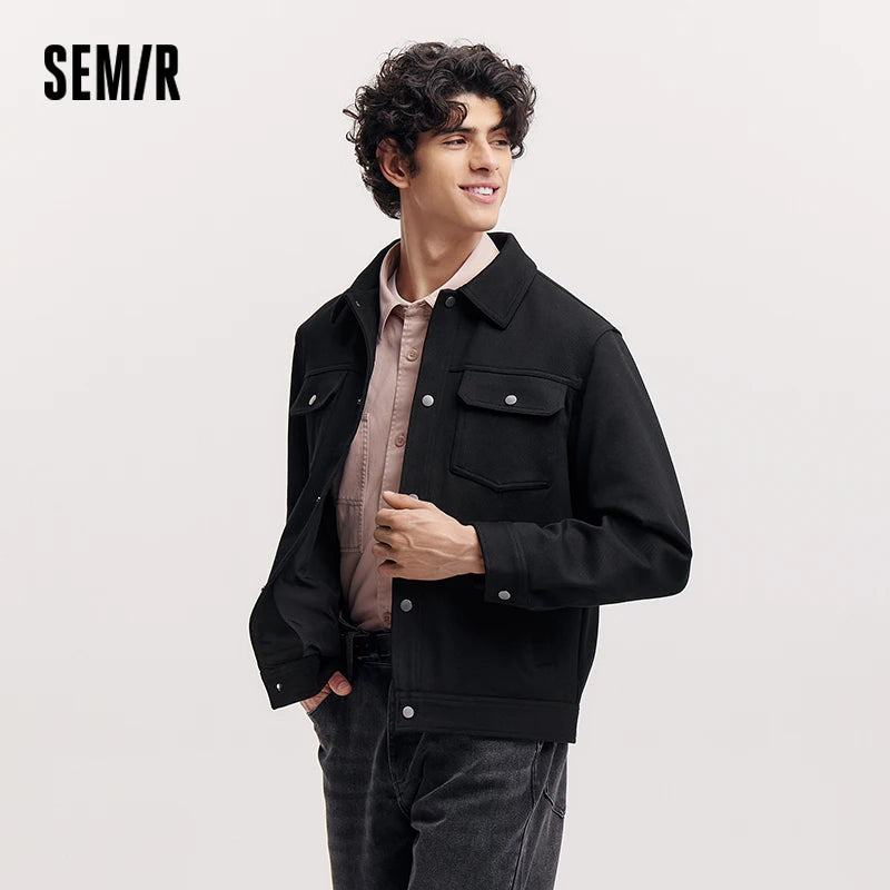 Semir Knitted Jacket Classic Turn Down Collar Men 2025 Spring Simple Style Casual Fashion Basic Daily Wear Outerwear
