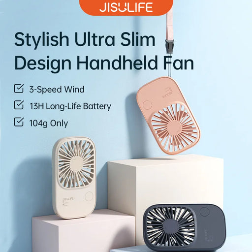 JISULIFE Mini Handheld Fan, Small Fans Portable with Bracket, USB Rechargeable Desk Fan ,Makeup Eyelash Fan ,Send Lanyard