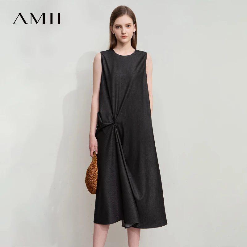 រ៉ូប Amii Minimalism Casual រដូវក្តៅឆ្នាំ ២០២៦ វិស្សមកាលថ្មីសម្រាប់នារីការិយាល័យ រ៉ូប A-Line ដៃខ្លី រលុង 12542075