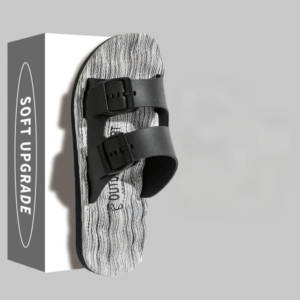 Men Summer EVA Slide Sandals Adjustable Double Buckle Slippers Massage Insole Non Slip Open Toe Casual Shoes Beach Shower Indoor