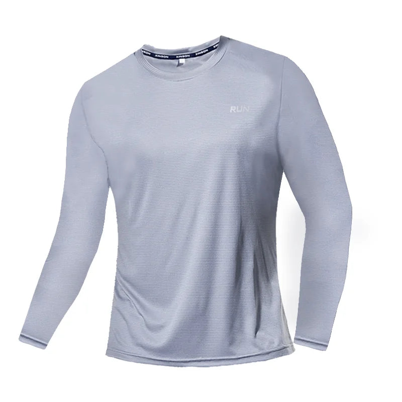 Men's Ice Silk Long Sleeve T Shirt Quick Dry Breathable Cooling UV Sun Protection Running Outdoor Sportswear