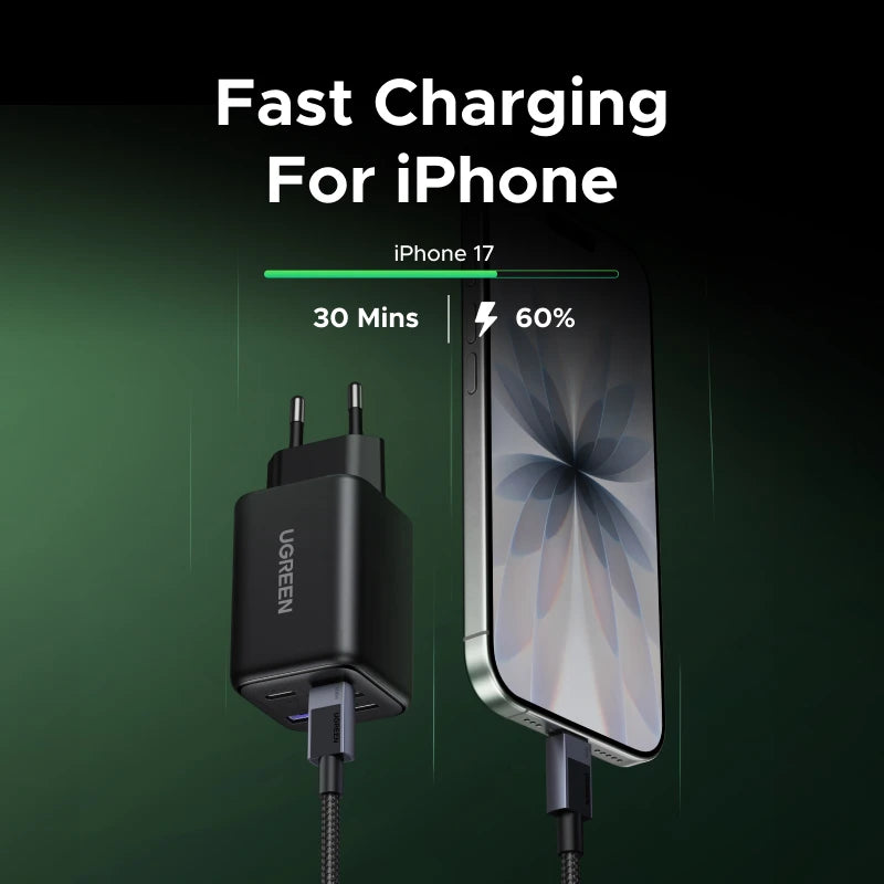 UGREEN 45W GaN Charger 5 Ports PD 3.0 UFSC PPS For iPhone 18 17 16 Pro Max Samsung S26 Xiaomi Tablet iPad Air USB C Fast Charger