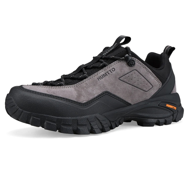 HUMTTO Mens Hiking Shoes Genuine Leather Cushioning Breathable Trekking Shoes for Men Non-slip Outdoor Designer Man Sneakers