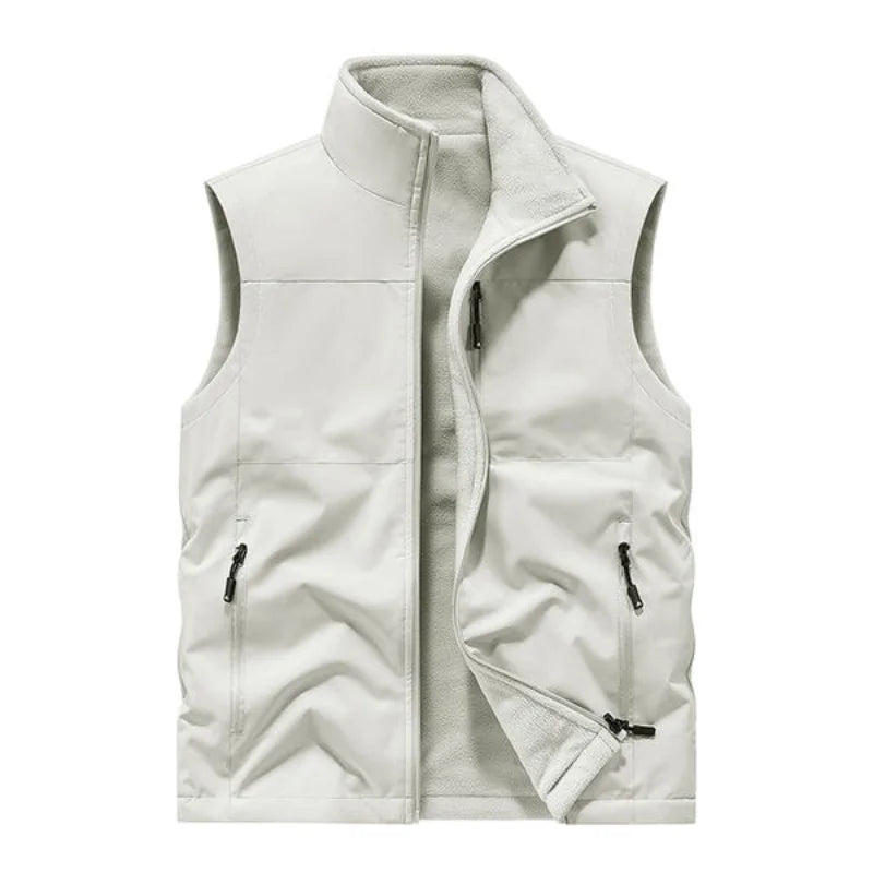 6XL Autumn and Winter double-sided wear with fleece zipper and multi-pocket outdoor workwear warm vest custom logo text