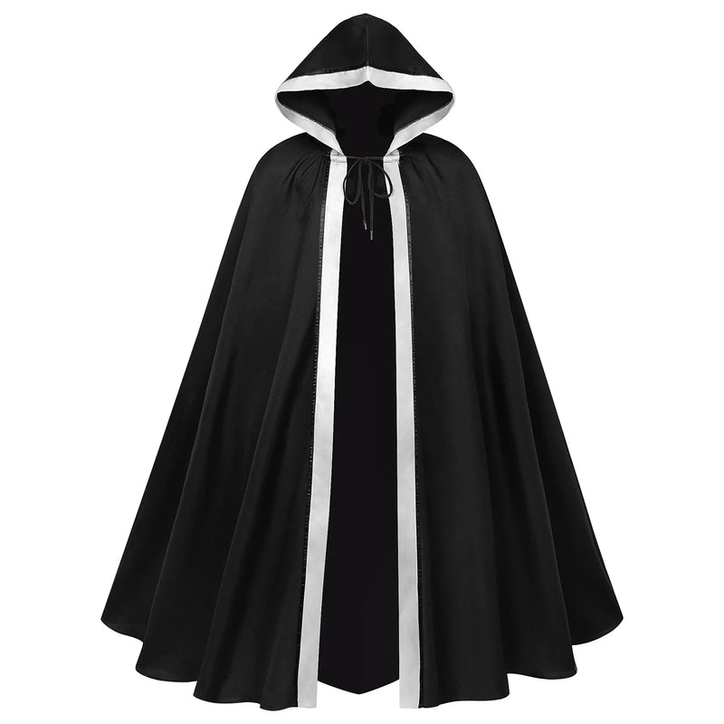2026 New Neutral Hooded Robe, Black Grim Reaper/Wizard Tie-up Cape, Halloween/Stage Performance Long Jacket