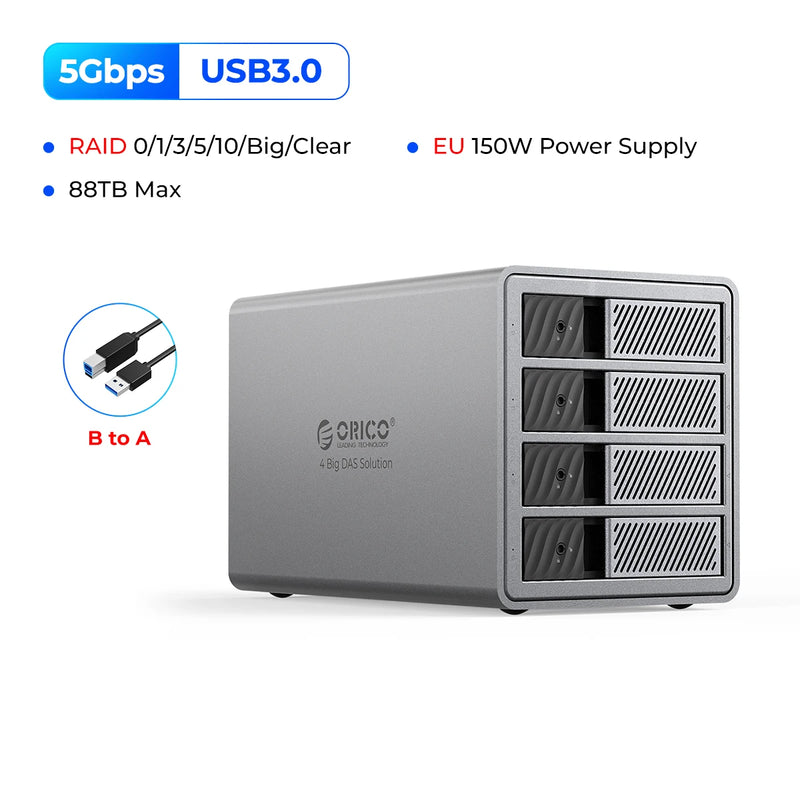 ORICO 3.5"RAID USB3.0 5Gbps HDD Docking Station  150W Power With Cooling Fan for Professional 5Bay DAS Solution (ProRAID)Series