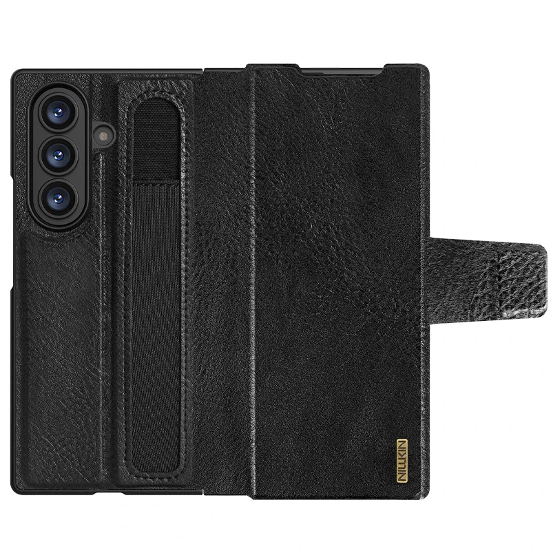 Nillkin For Samsung Galaxy Z Fold 7 5G Case Aoge Vintage Leather Case Card Pocket Book Cover For Galaxy Z Fold 7 With S-Pen Slot