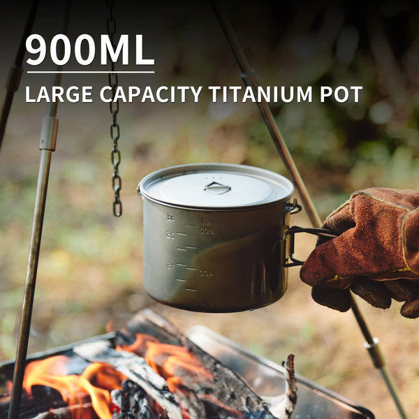 ឆ្នាំងព្យួរទីតានីញ៉ូម Naturehike Ti02 Ti02 ទំហំ 650ml 900ml សម្រាប់បោះតង់ក្រៅផ្ទះ ឡើងភ្នំ ញ៉ាំអាហារក្រៅផ្ទះ ញ៉ាំជាមួយបាយ BBQ ងាយស្រួលបត់ ពែងបត់បាន
