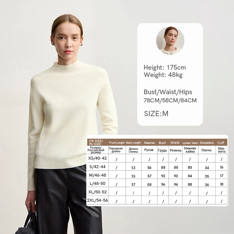 Amii Semi-turtleneck Women Sweater 2026 Winter New Versatile Full Wool Knitted Tops Commuter Warm Long Sleeve Sweaters 12514015