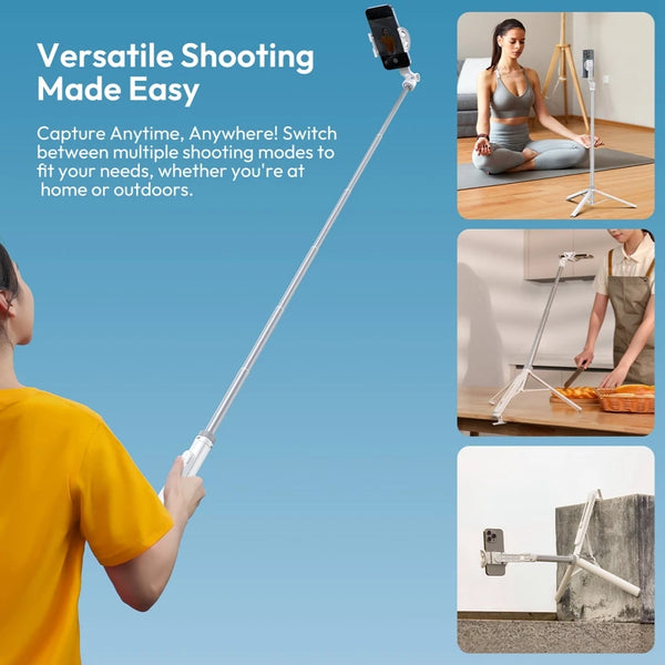 ជើងកាមេរ៉ា Ulanzi TT88 1.44M Overhead Selfie Stick Phone Tripod ជាមួយ Magnetic Clamp ជើងកាមេរ៉ាបន្ថែមឥតខ្សែសម្រាប់ការផ្សាយផ្ទាល់ Vlog