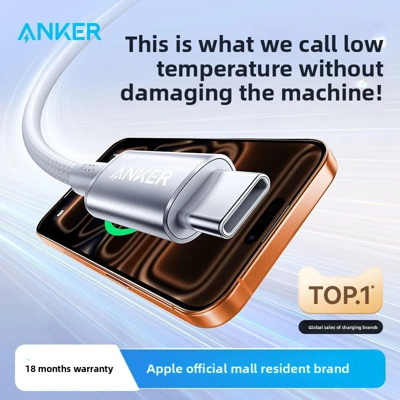 ខ្សែសាក ANKER Ice Point Braided PD100W ក្បាលពីរ Type-C សាកលឿន ស័ក្តិសមសម្រាប់ខ្សែទិន្នន័យ iPhone 17 និង iPhone 16