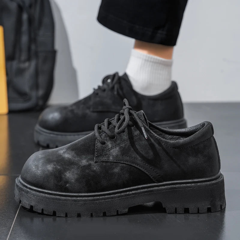 Men's retro thick-sole casual shoes Four seasons breathable soft-sole outdoor walking shoes fashion youth business visitor shoes
