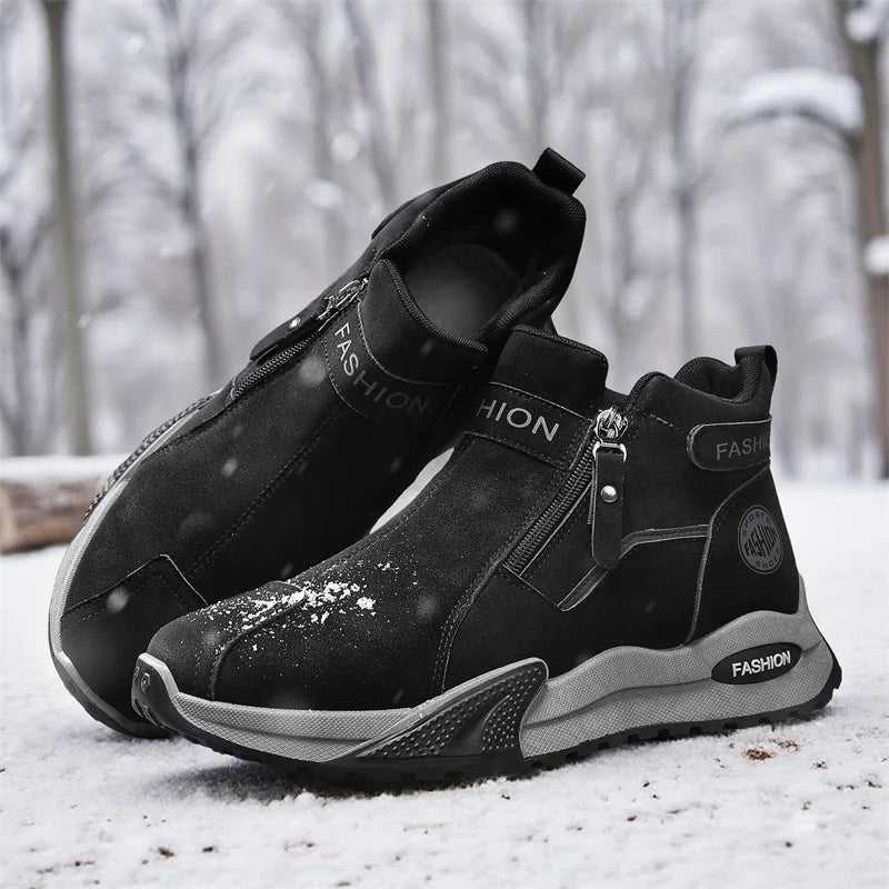 Men's boots winter new warm plush casual snow boots fashion youth Joker outdoor sports cotton shoes anti-slip high-top work shoe